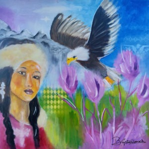 Canvas Print: "Alaska Pink flower Dance"