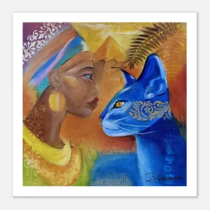 Premium Semi-Glossy Paper Poster: "Blue Cat of the Nile"