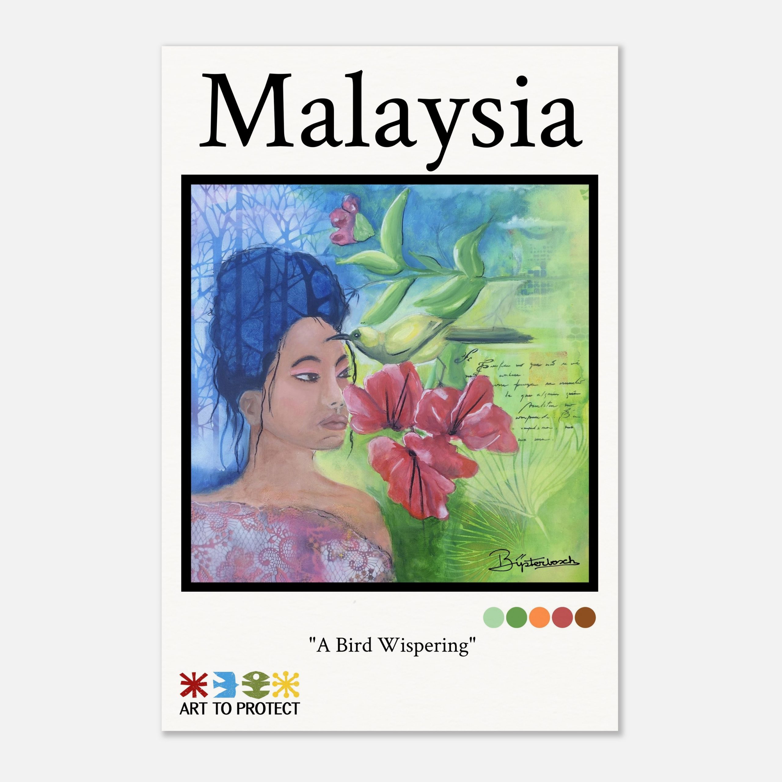 Museum-Quality Matte Paper Poster | Malaysia | A Bird Wispering - Image 1