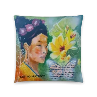 Cotton pillow case | Butterflies and Flowers Remain Untouched - Thumbnail Image 1